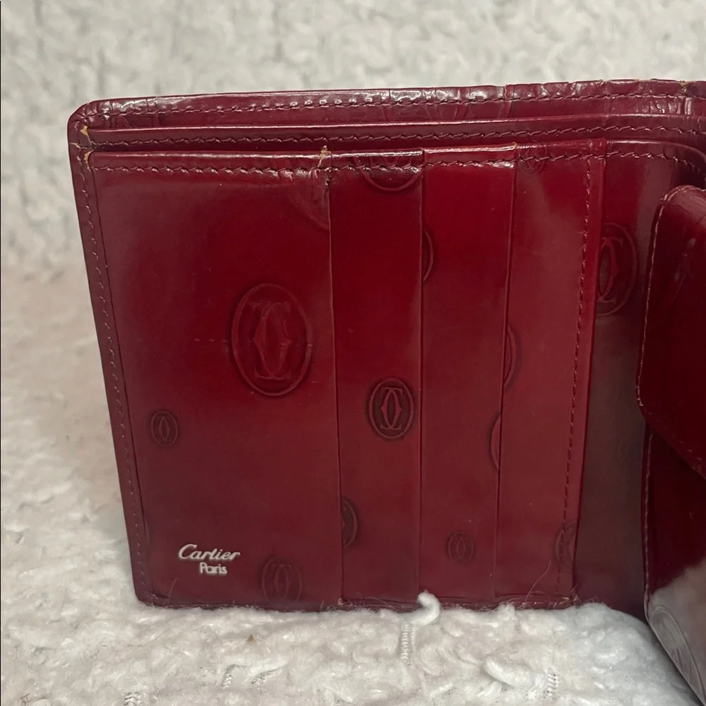 Cartier Vintage Limited Edition Happy Birthday Monogram Bordeaux Bi-fold Wallet